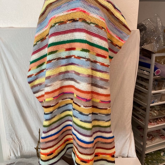 Crochet Multistriped Afghan Blanket Coastal Granny Farmhou… - Picture 2 of 6